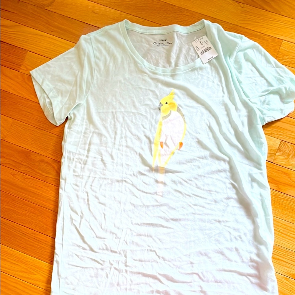 NWT JCrew collector tee size L cockatiel design